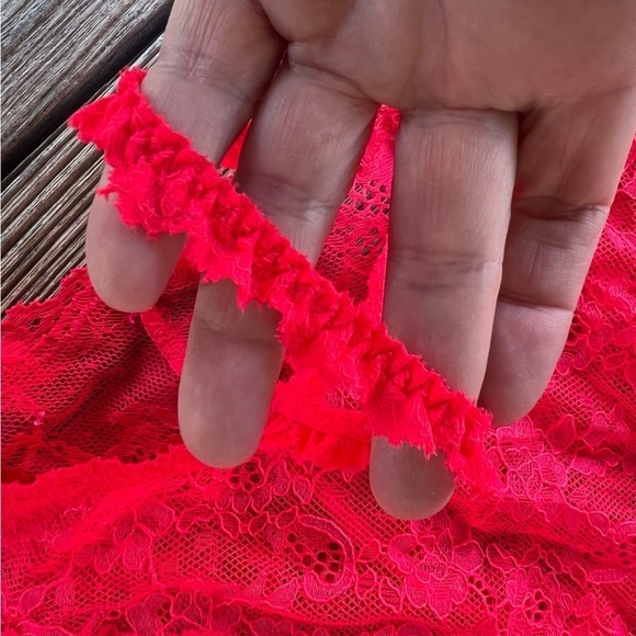 Victoria’s Secret Red Lace Teddy Peek-A-Boo Sheer Deep V Halter Large NWT 2014 - Picture 11 of 15